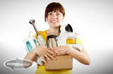 woman with household appliances