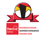 Macedon Ranges Business Excellent Award 2009 logo - Red, yellow, white and black Award Winners with Retrofit Solutions