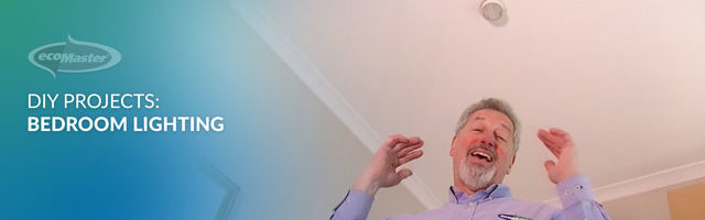 ecoMaster Maurice Beinat in their bedroom with a compact fluorescent lamp overhead