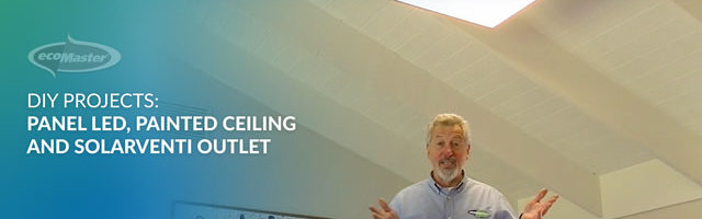 ecoMaster Maurice Beinat under a panel LED installed in their high ceiling living room