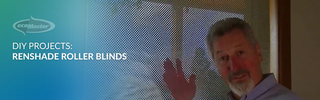 ecoMaster Maurice Beinat pointing a renshade roller blind behind him