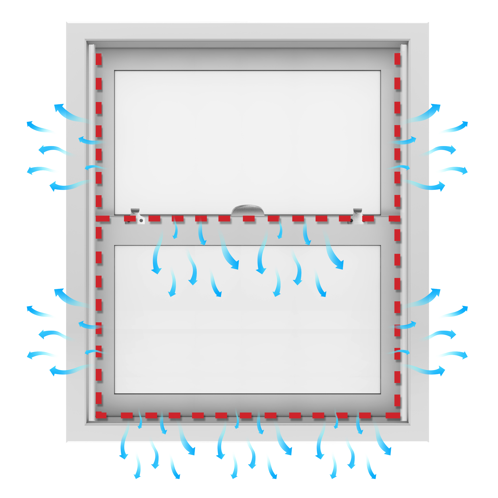 areas that can cause an air leakage issue in double hung sash windows - ecoMaster draught proofing material